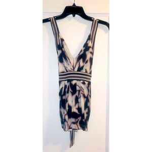 BCBG MAXAZRIA Vintage Watercolor Tie Back Top Shirt XS